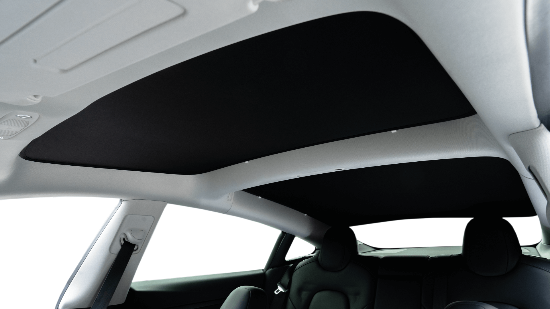 Model 3 Highland Glass Roof Sunshade (Shanghai/China Version) Black Matter high protection against the heat with white interior