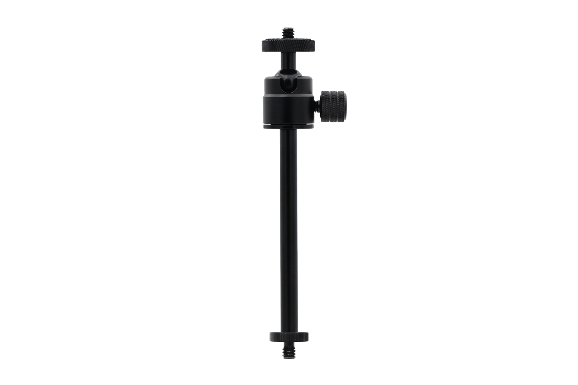 The JOWUA 360° Multi Function Mount is a black metal tripod adapter with adjustable knobs, a versatile ball head, long vertical rod, and threaded ends. Ideal for photography or recording equipment, shown against a white background.