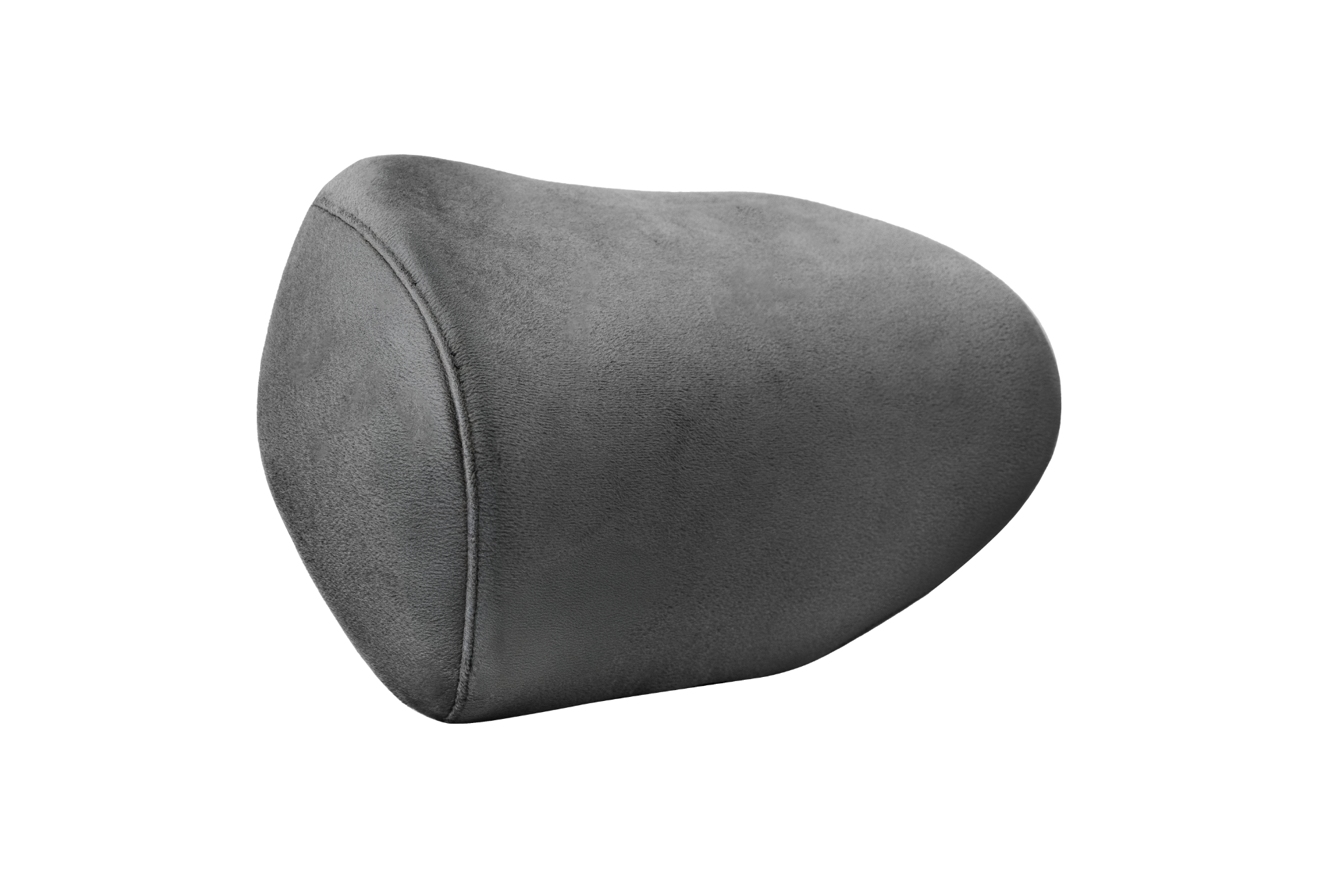 The JOWUA Car Neck Pillow, featuring a crescent shape, gray color, smooth and soft texture, and ergonomic design, is displayed against a plain white background.